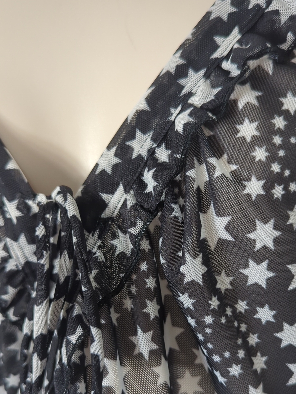 Free People Marne Celestial Star Print Sheer Mesh Tie Front Crop Top/Cardigan XS - Picture 6 of 12